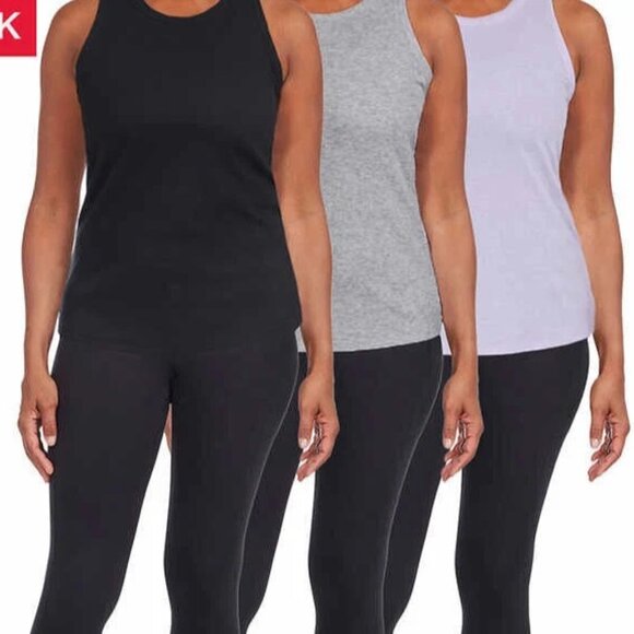 Danskin Ladies' Ribbed Tank, 3-pack, M: Black/Gray/ Violet - Picture 1 of 5